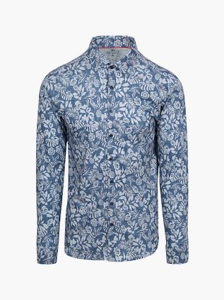 Desoto Skjorte Denimblå Blomstertrykk