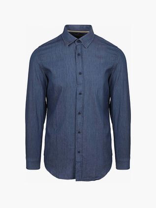 Suitable Skjorte Vasket Mørkeblå