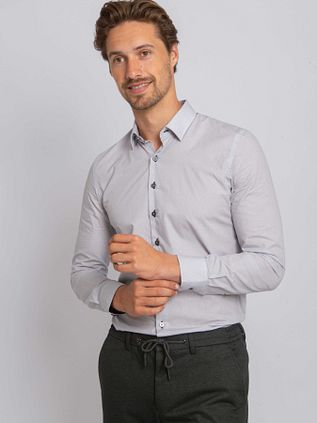 Suitable Camisa con estampado arena y azul marino