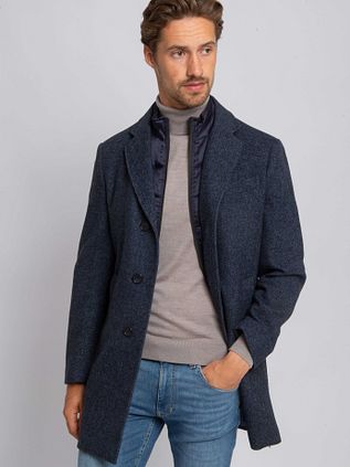 Suitable Frakke af Ulvetwill, Mørkeblå