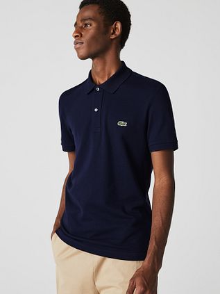 Granatowa koszulka polo Lacoste z piqué
