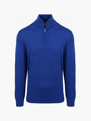 King Essentials The Michael Half Zip Pull en Laine Mérinos Bleu Royal