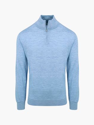 KING Essentials The Michael maglione in merino half zip azzurro chiaro