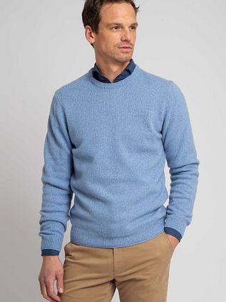 Suitable Lambswool Pullover O-Neck Light Blue