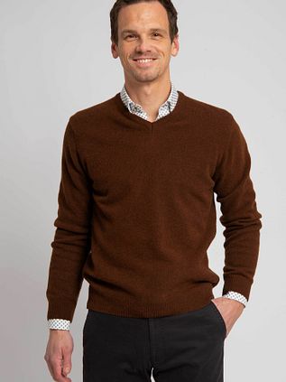 Suitable V-Hals Wollpullover Braun