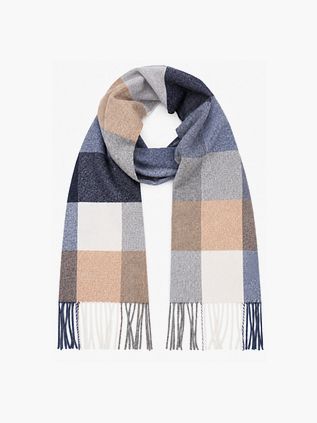 Profuomo Bufanda Lana de cordero Cuadros Azul Gris Beige