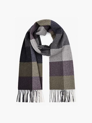 Profuomo Scarf Lambswool Check Purple Grey Green