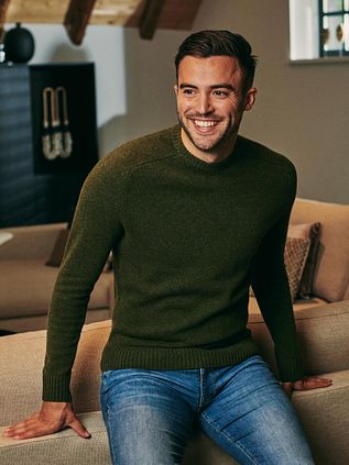 Suitable Lambswool Pullover O-Neck Olive Green