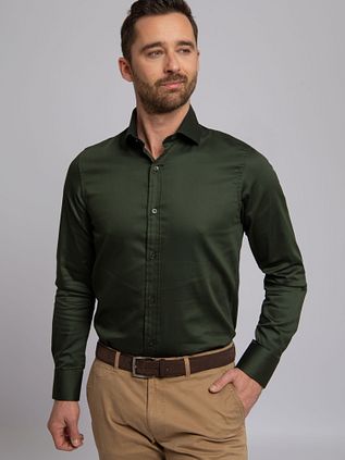 Suitable Satin Shirt Dark Green