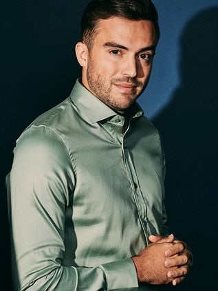 Suitable Satin Stretch Hemd Grün