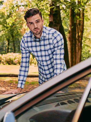 Suitable Camisa Widespread de franela de cuadros azul