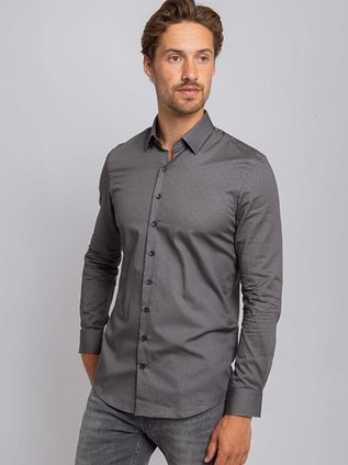 Suitable Skjorte Paisley Antracit