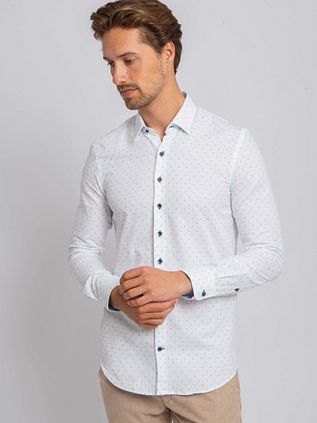 Suitable Skjorte Oxford Print Hvid