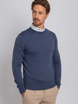 Suitable Merino Pullover Denim Blauw
