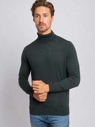 Suitable Merino Turtle Neck Melange Dark Green