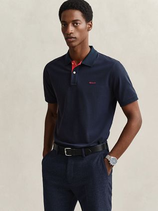 Gant Contrast Piqué Polo Shirt Navy