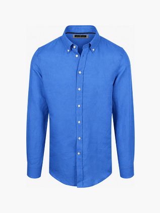 Camicia Steppin' Out in lino e cotone blu cobalto