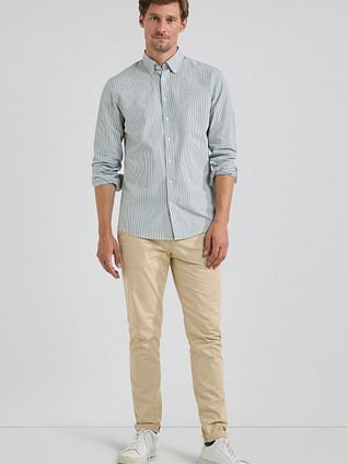 Camisa McGregor de popelina a rayas en verde salvia