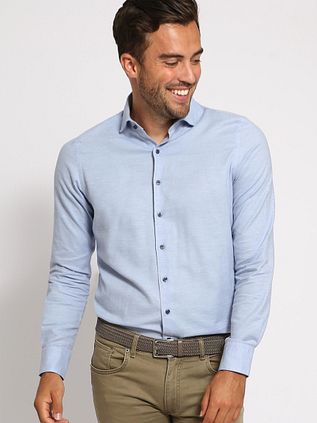 Camisa Suitable de franela con cuello Widespread azul claro