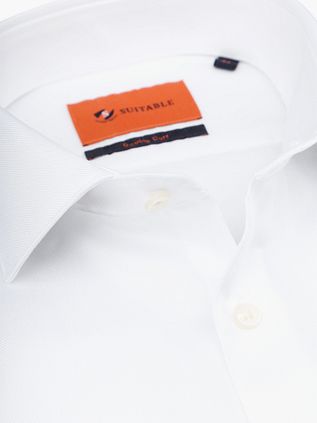 Suitable Skjorte Hvid Twill Dobbeltmanchet