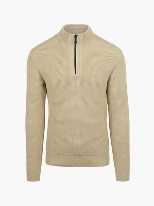 Jersey Half Zip de No Excess con textura melange beige