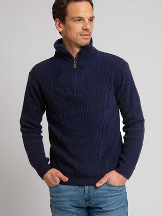 Suitable Half Zip Trui Wol Blend Navy