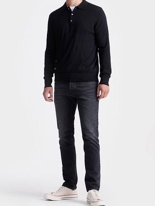 King Essentials The Robert Langærmet Poloshirt i Merino Sort