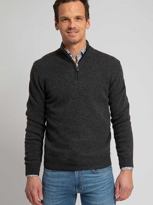 Suitable Half Zip Pullover Lambswool Anthracite