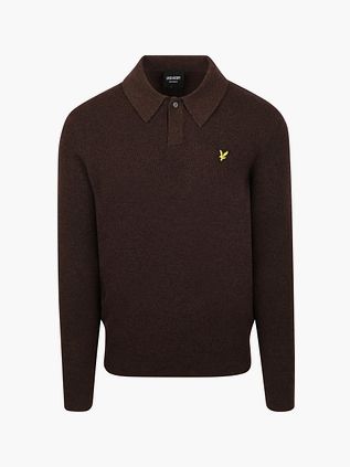 Lyle & Scott Longsleeve Poloshirt Laine d'Agneau Marron