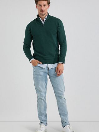 Maglione McGregor Half Zip in misto lana merino verde pino