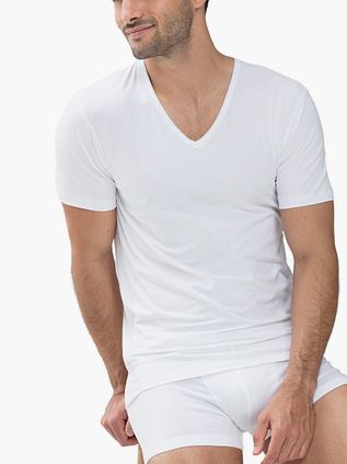 Camiseta de cuello de pico Dry Cotton de Mey en blanco (pack de 2)