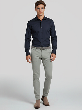 Profuomo Twill Shirt Extra Long Sleeves Navy