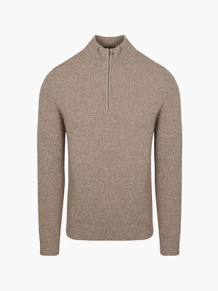 Profuomo Halv Lynlås Pullover Uld Blend Sand