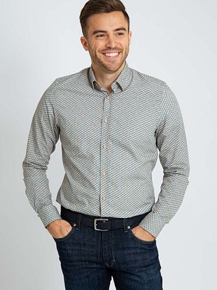 Suitable Skjorte Med Tryk Blå