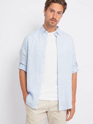Suitable Hemd Leinen Hellblau