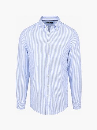 Steppin' Out Hemd Linen Cotton Streep Blauw