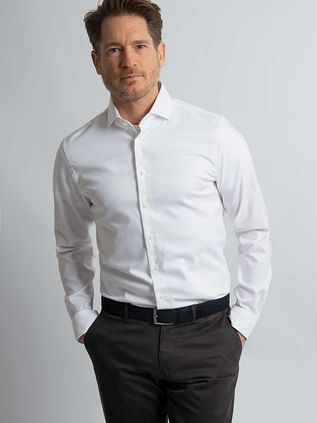 Steppin' Out Koszula Slim Fit z twillu biała