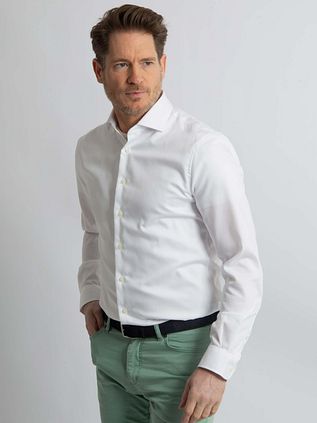 Steppin' Out Skjorte Slim-Fit Dobby Hvid