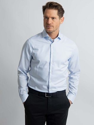 Steppin' Out Skjorte Slim-Fit Twill Lyseblå