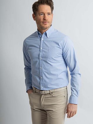 Steppin' Out Skjorte Med Mini Rutemønster i Lyseblå