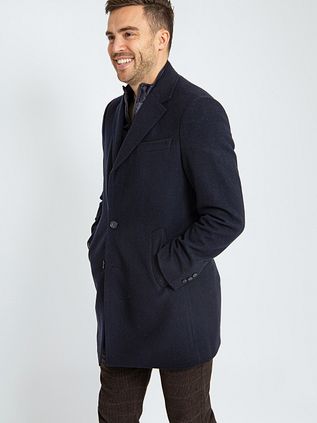 Suitable frakke i fugletvillt twill i blå