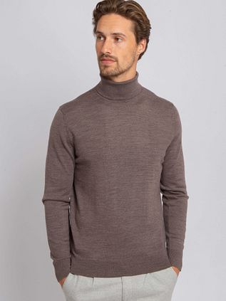 Suitable Pull Col Roulé Merino Mélanger Taupe