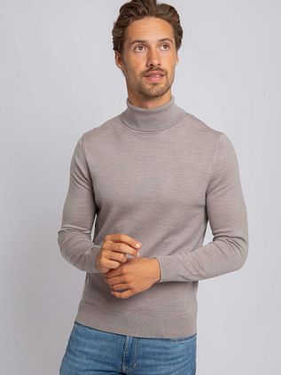 Suitable Pull Col Roulé Merino Greige