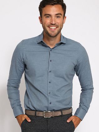 Suitable Skjorta Spread Flanell Blå