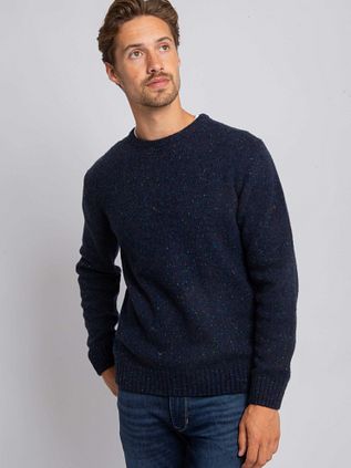Suitable Trui Mix av Ull Tweed Navy