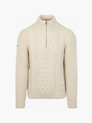 Superdry Halv lynlås-pullover Jacob Cable Ecru