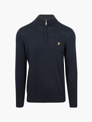 Lyle & Scott Halv Lynlås Pullover i Merinould Navy