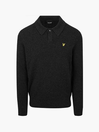 Lyle & Scott Longsleeve Poloshirt Sort Lammeuld