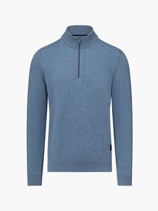 State Of Art Half Zip Trui Wool Blend Melange Blauw