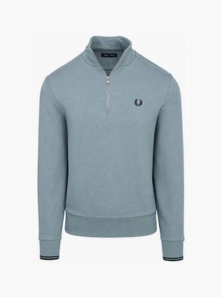 Fred Perry Longsleeve Half Zip Polo Shirt Blue